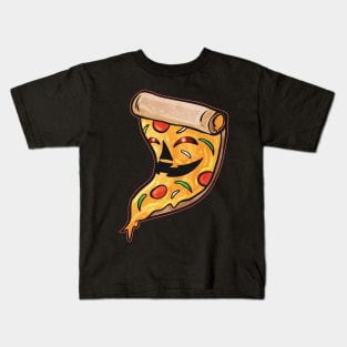 Evil Jack O Lantern Pizza Slice Halloween Kids T-Shirt